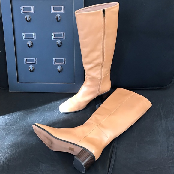 Tan Two-Tone Monterey Block Heel Tall Boots - Women’s 9 - Picture 3 of 9